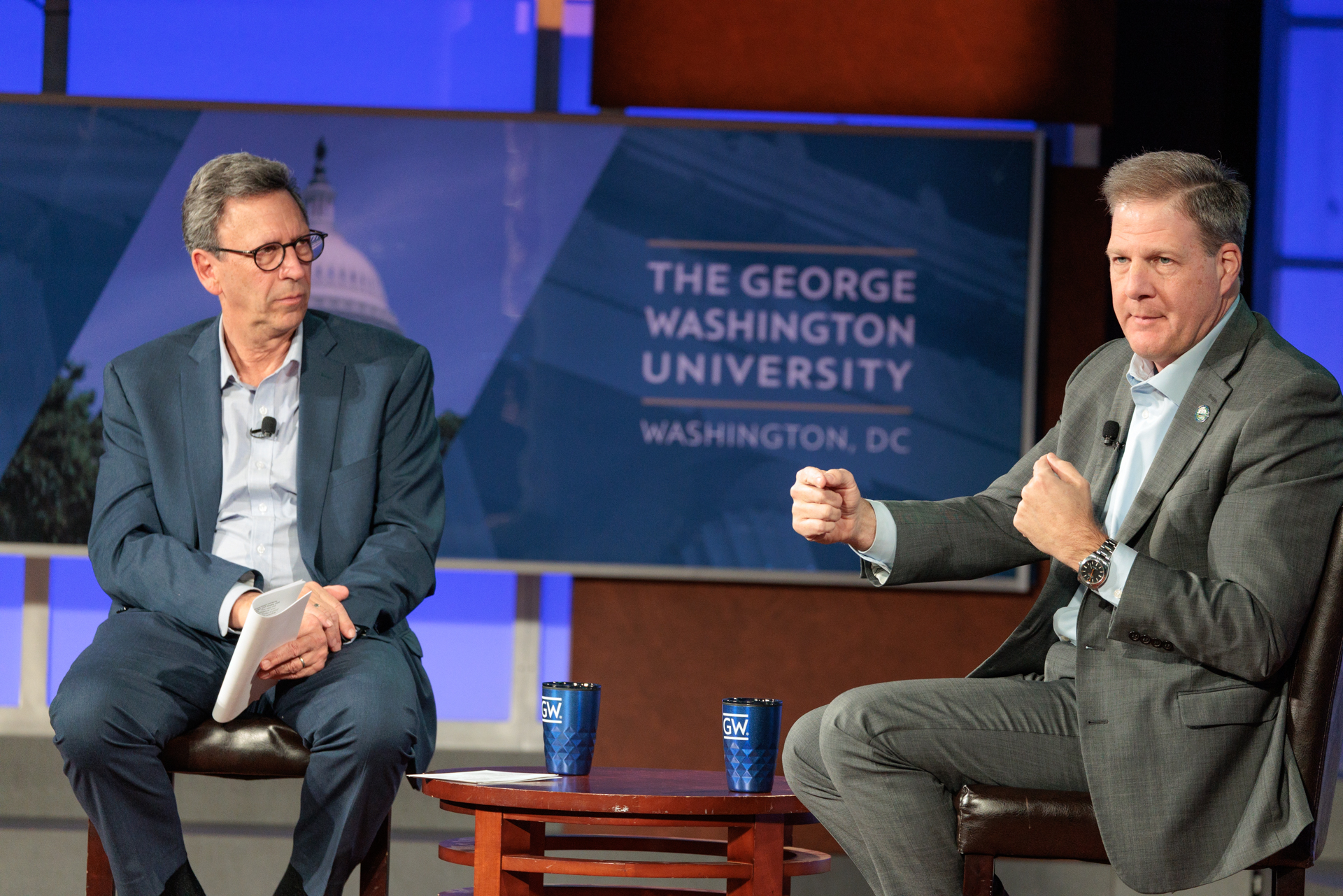 “The way [Trump] is going about it,” Chris Sununu said, “I love it and hate it at the same time.” (William Atkins/GW Today)