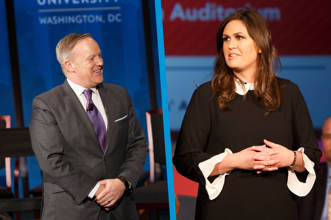 Sean Spicer and Sarah Huckabee Sanders
